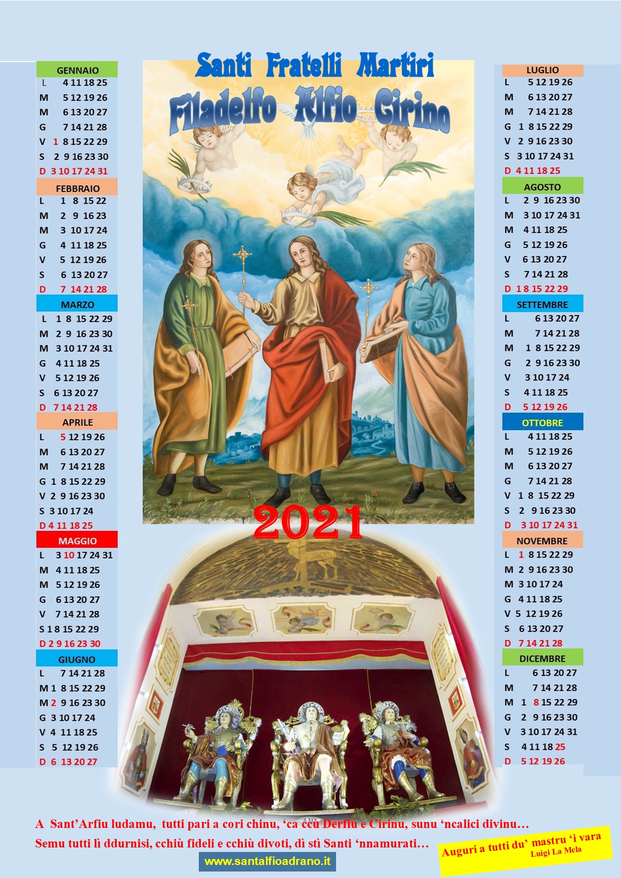 Chiesa Sant'Alfio Adrano Calendario 2021