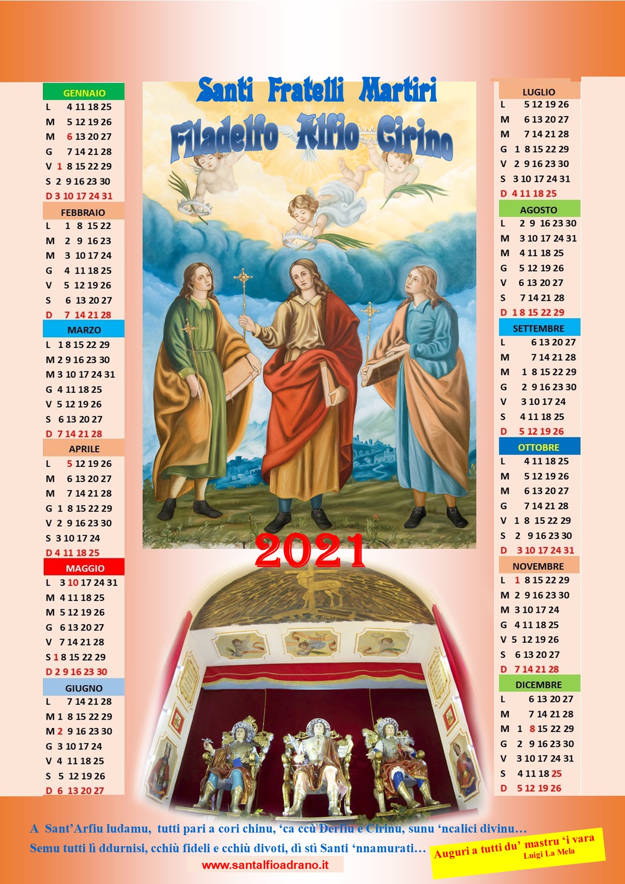 Chiesa Sant'Alfio Adrano Calendario 2021