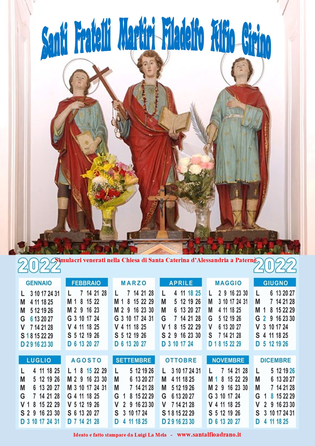 Chiesa Sant'Alfio Adrano Calendario 2022