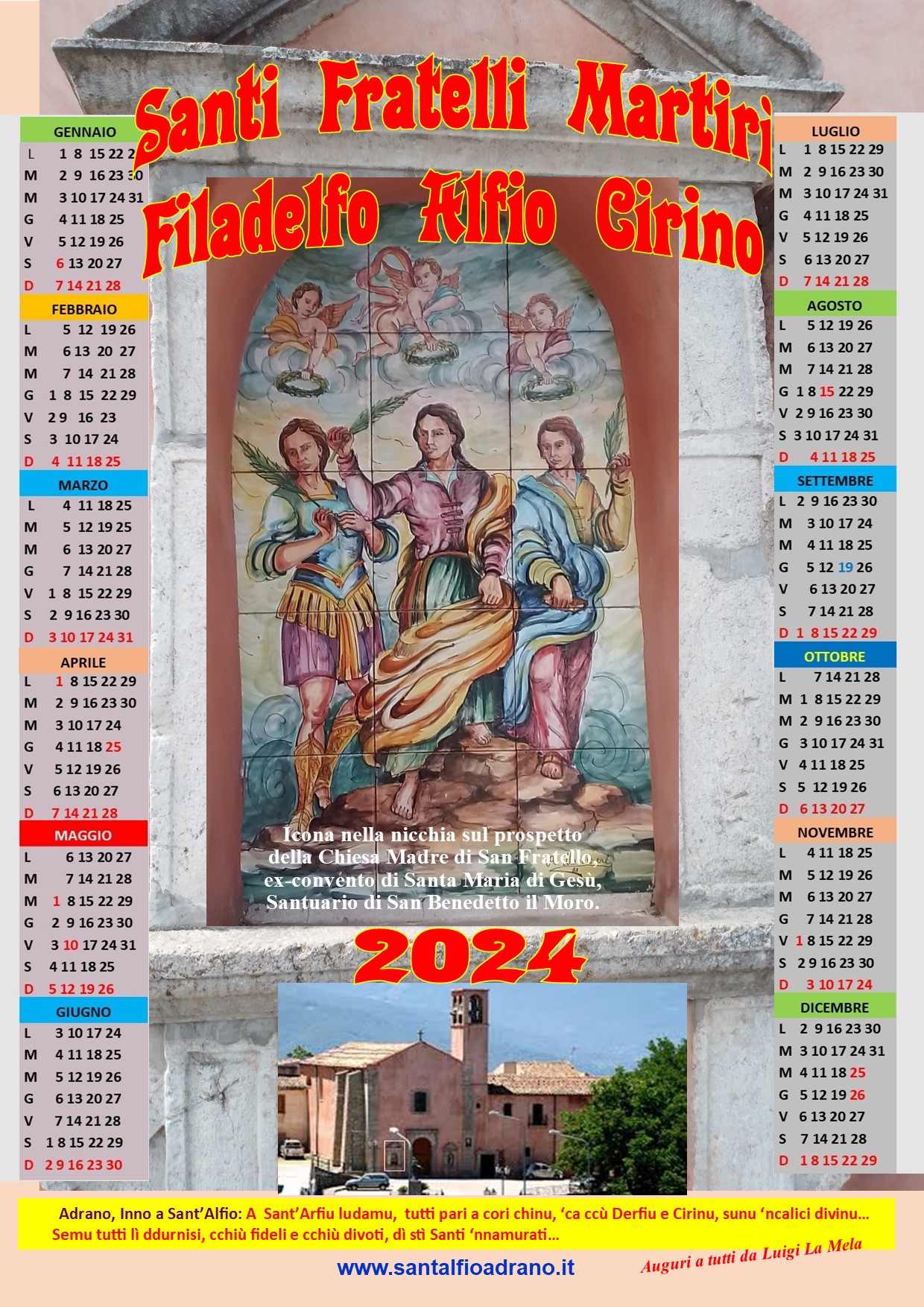 Chiesa Sant'Alfio Adrano Calendario 2024