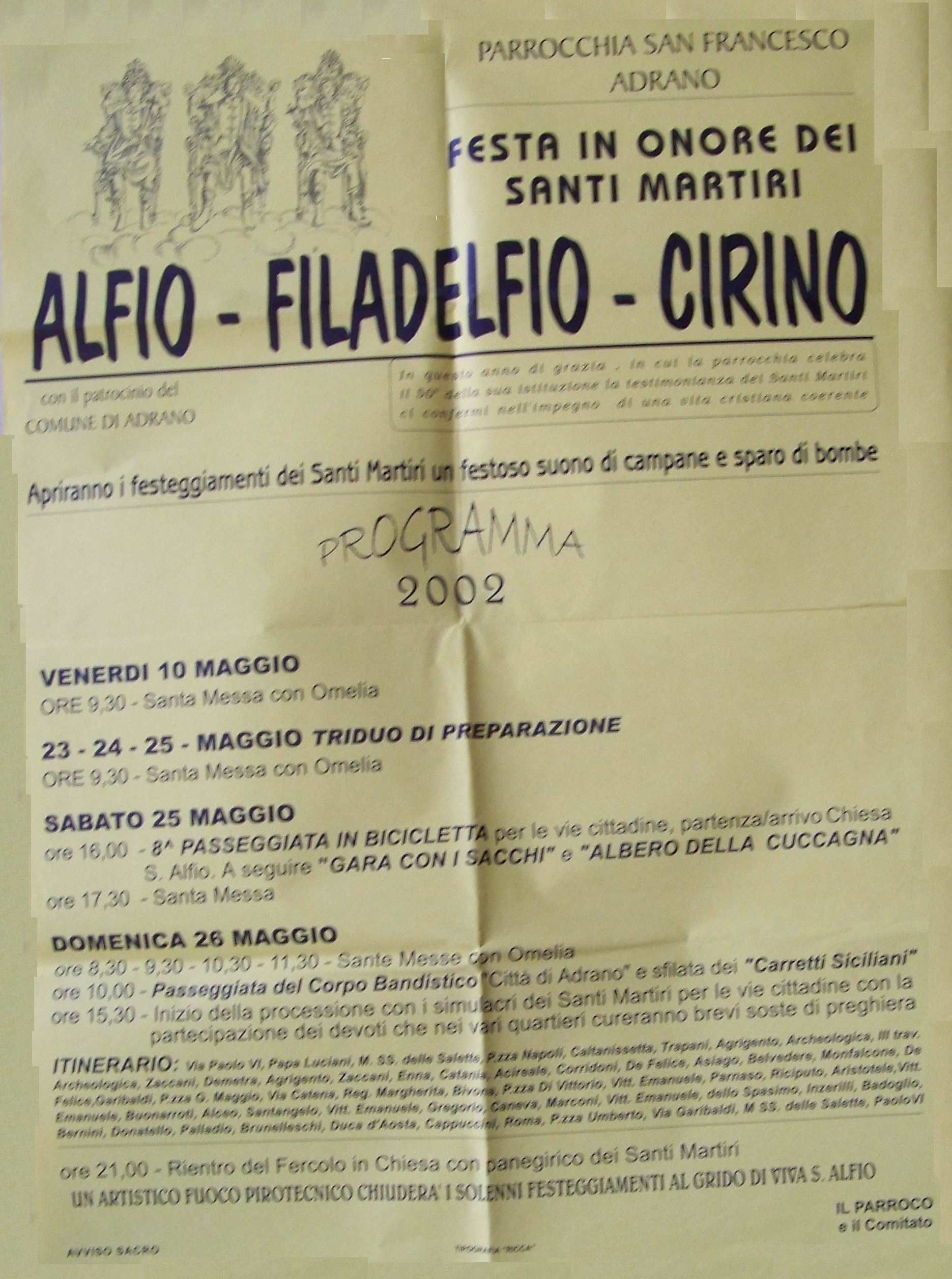 Chiesa Sant'Alfio Adrano Programma 2002