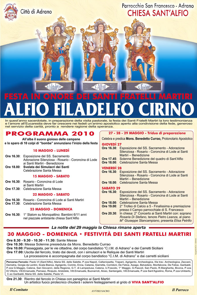 Festa Sant'Alfio 2010 Adrano Locandina Programma